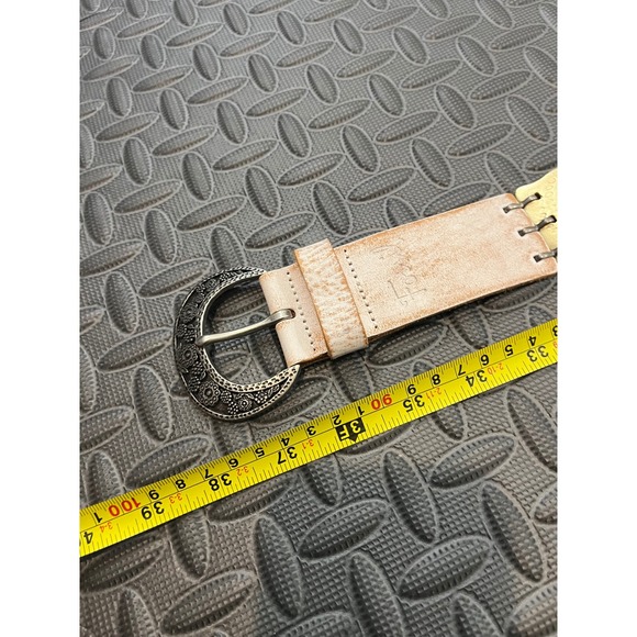 Fossil Floral Stations Belt Small Metallic White Gold Silver Leather BT3799838S - Picture 3 of 8